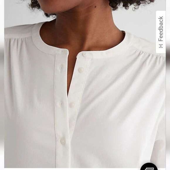 Gathered Sleeve Half Button Up Shirt - Picture 4 of 5